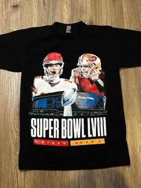 Black Super Bowl LVIII Graphic Tee - Chiefs vs 49ers